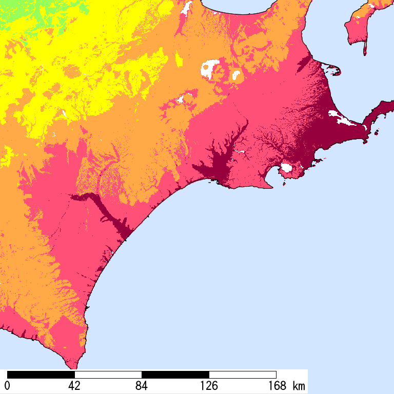 50年間超過確率2%の計測震度分布地図