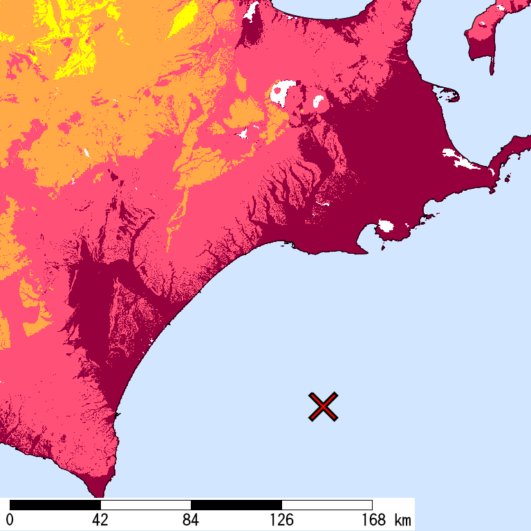 再現期間50000年相当の計測震度分布地図
