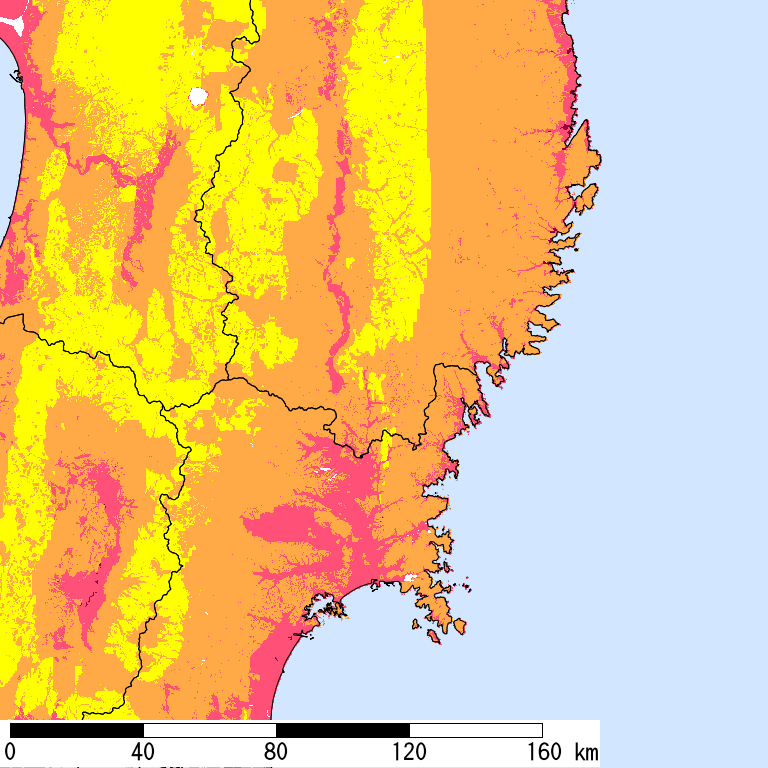 50年間超過確率2%の計測震度分布地図