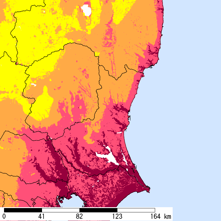 50年間超過確率2%の計測震度分布地図