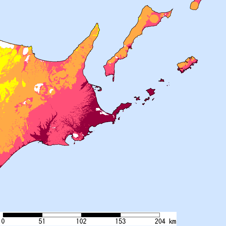 50年間超過確率2%の計測震度分布地図
