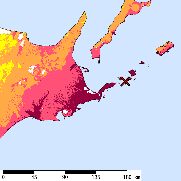 50年間超過確率2%の計測震度分布地図
