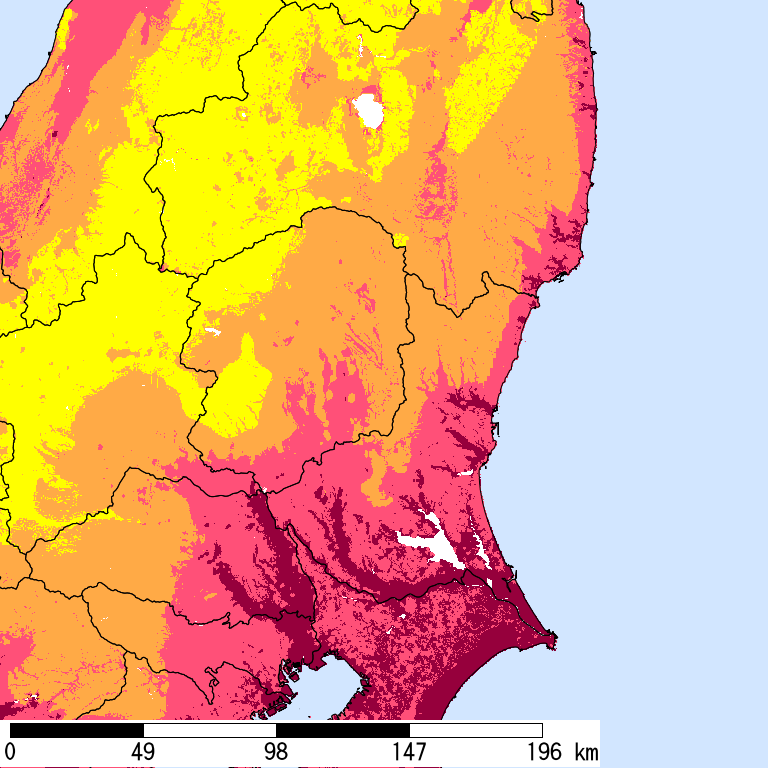 50年間超過確率2%の計測震度分布地図