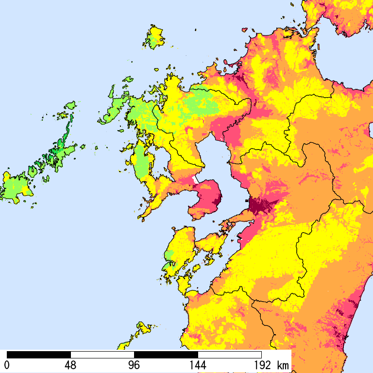 50年間超過確率2%の計測震度分布地図