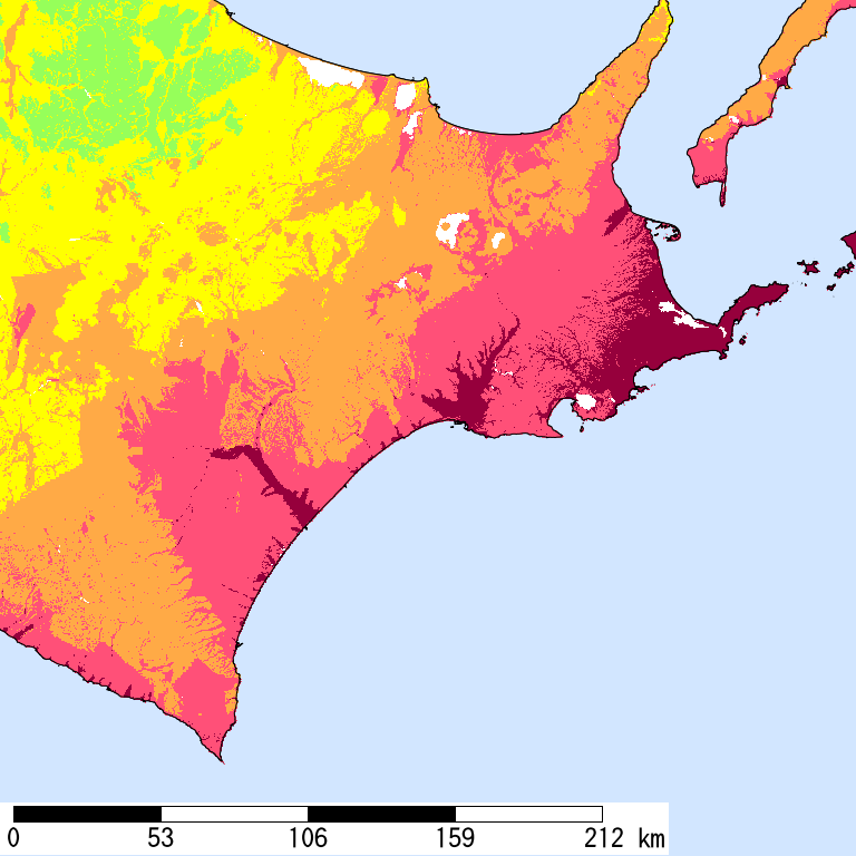 50年間超過確率2%の計測震度分布地図