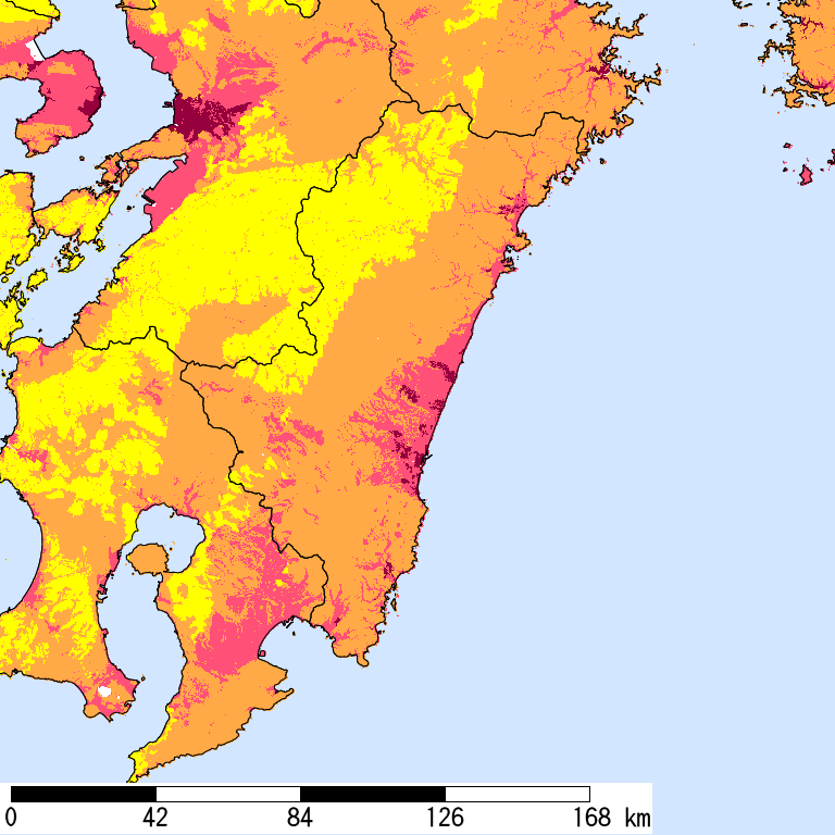 50年間超過確率2%の計測震度分布地図