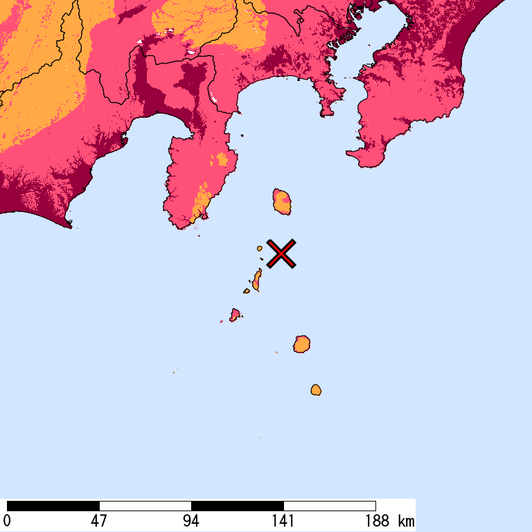 50年間超過確率2%の計測震度分布地図
