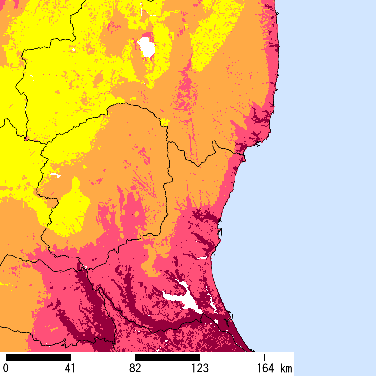 50年間超過確率2%の計測震度分布地図