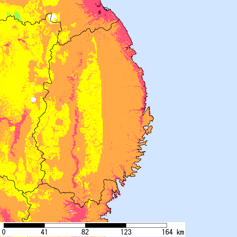 50年間超過確率2%の計測震度分布地図