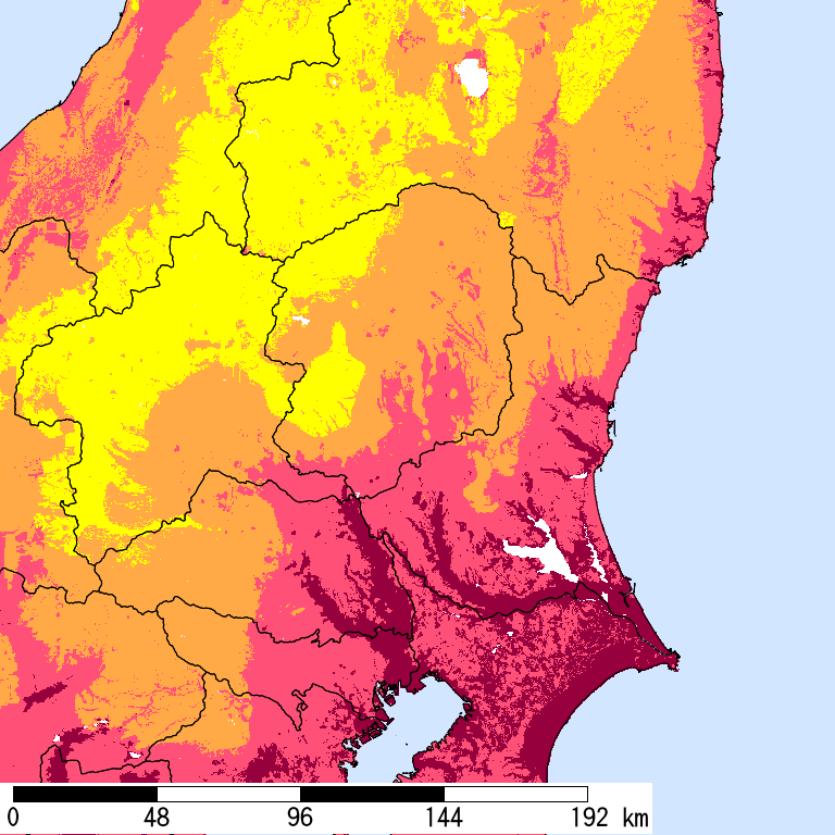 50年間超過確率2%の計測震度分布地図