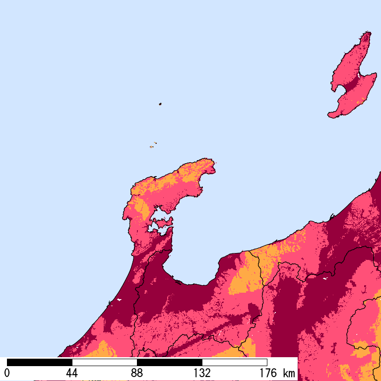 再現期間50000年相当の計測震度分布地図