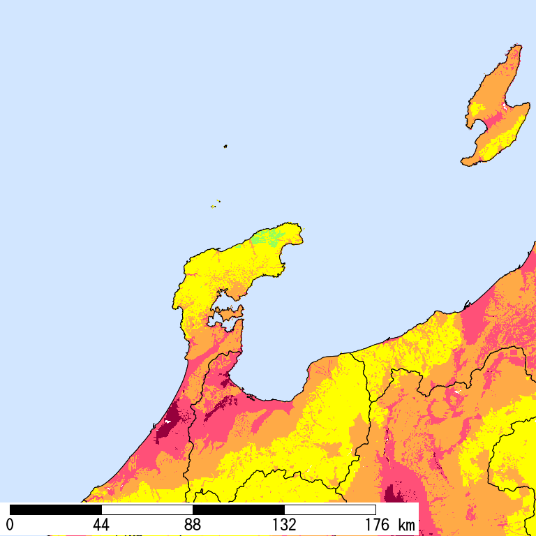 50年間超過確率2%の計測震度分布地図