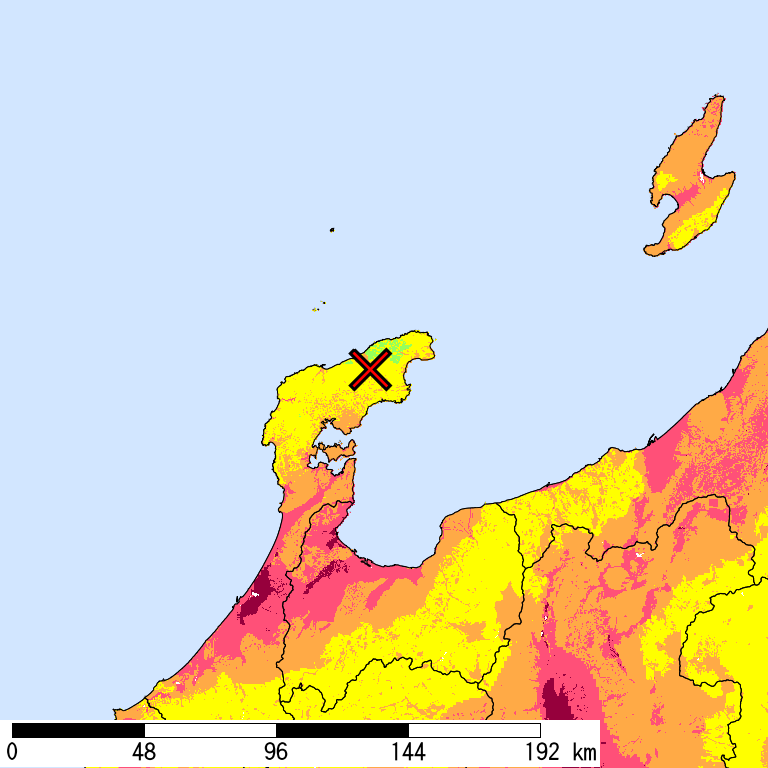 50年間超過確率2%の計測震度分布地図