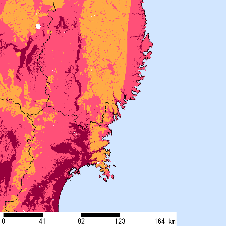 再現期間50000年相当の計測震度分布地図