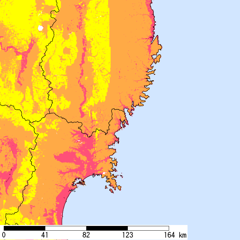50年間超過確率2%の計測震度分布地図