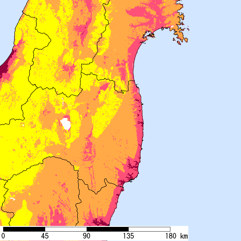 50年間超過確率2%の計測震度分布地図