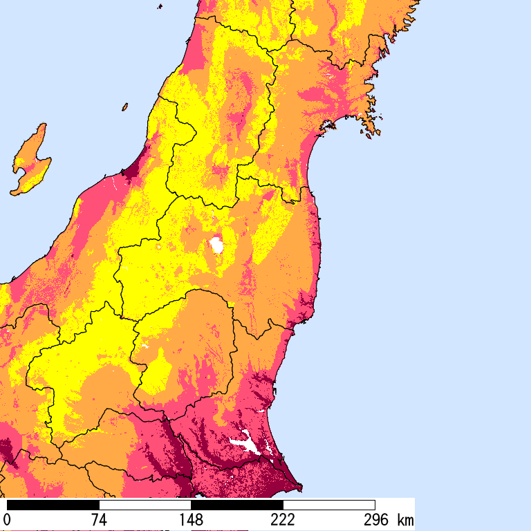 50年間超過確率2%の計測震度分布地図
