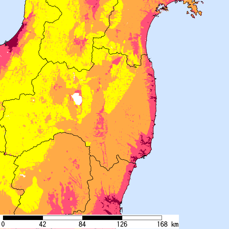 50年間超過確率2%の計測震度分布地図
