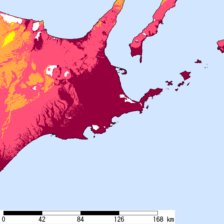 再現期間50000年相当の計測震度分布地図