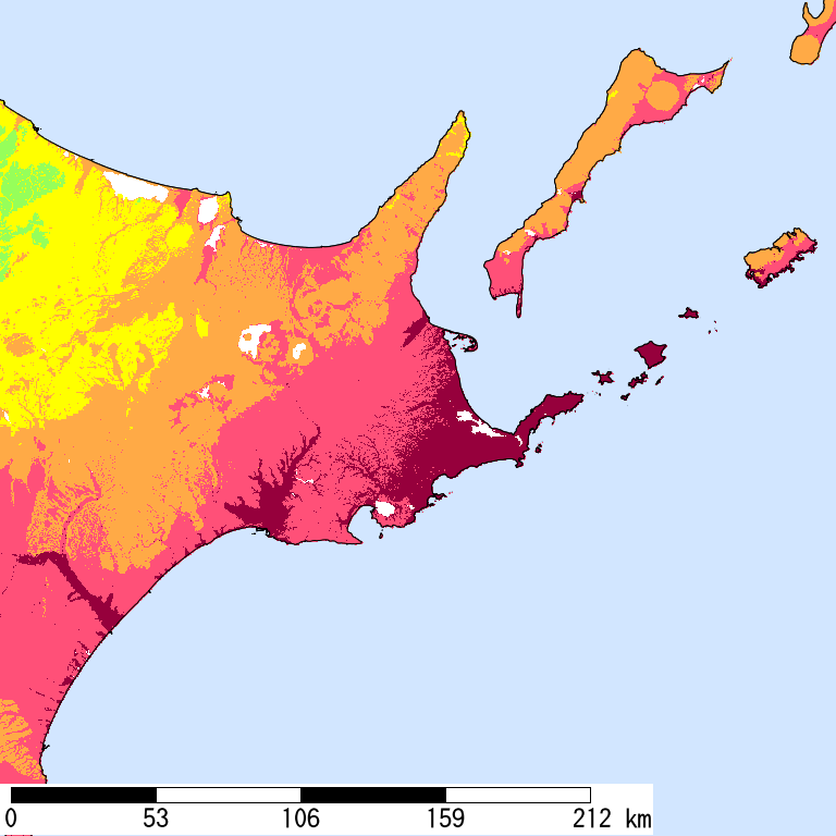 50年間超過確率2%の計測震度分布地図