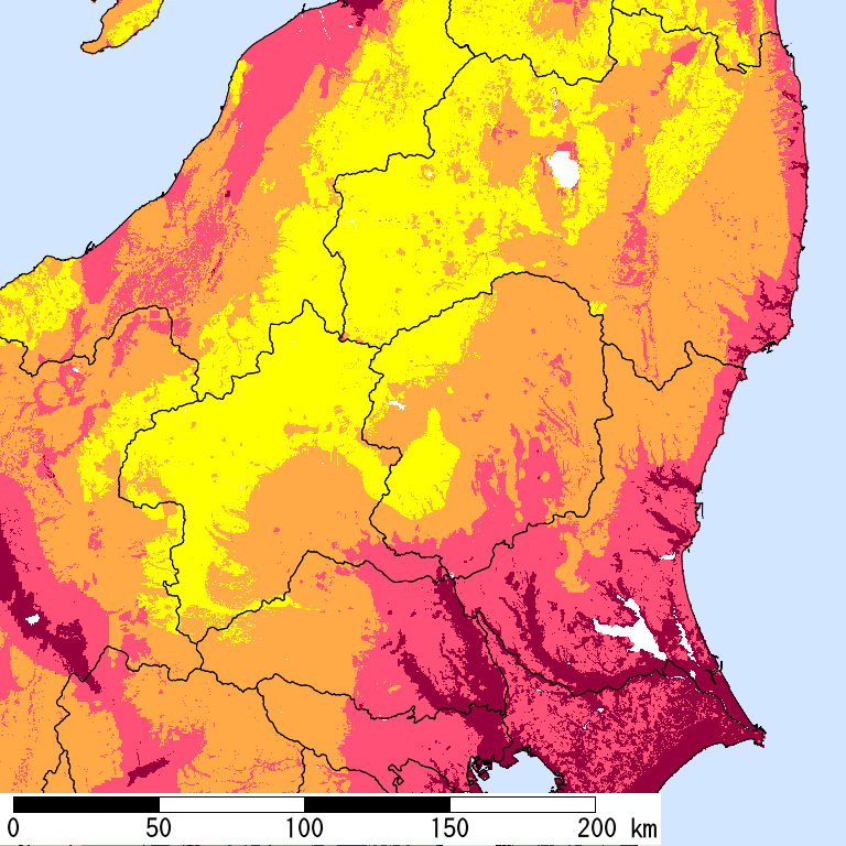 50年間超過確率2%の計測震度分布地図