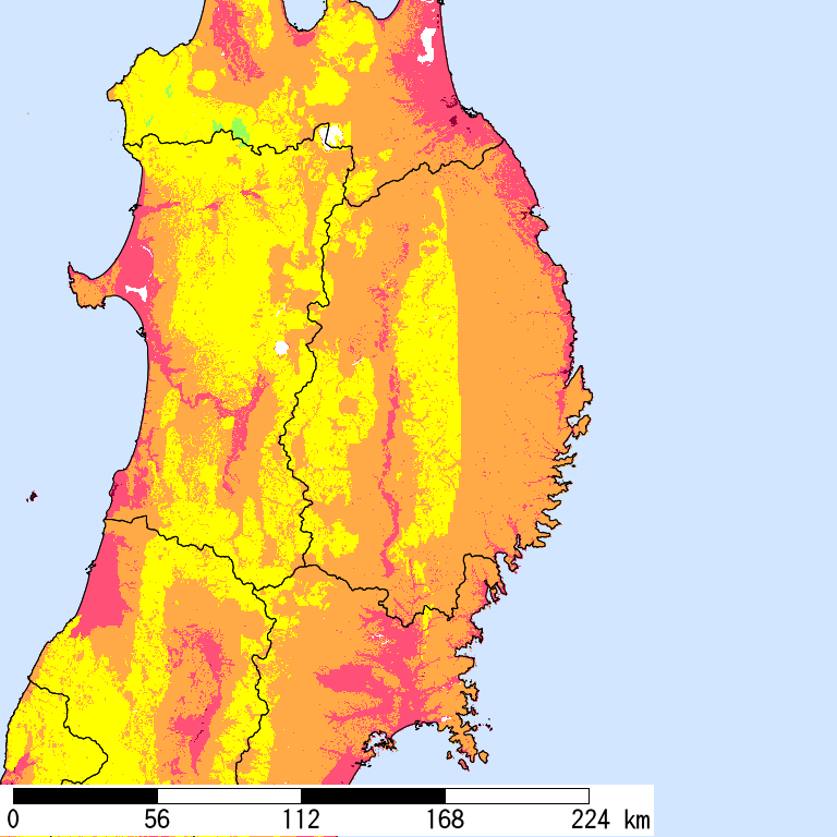 50年間超過確率2%の計測震度分布地図