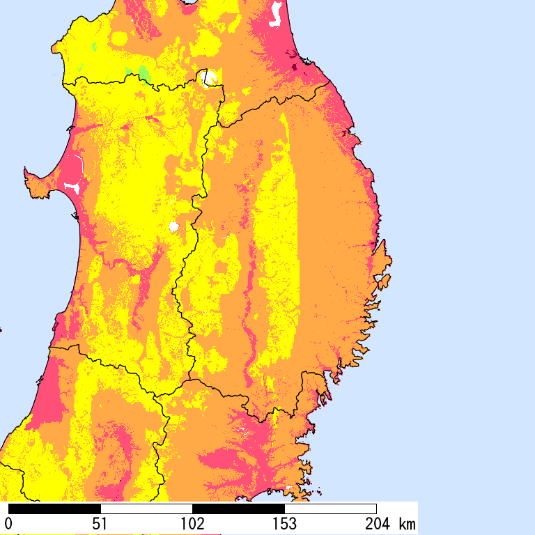 50年間超過確率2%の計測震度分布地図