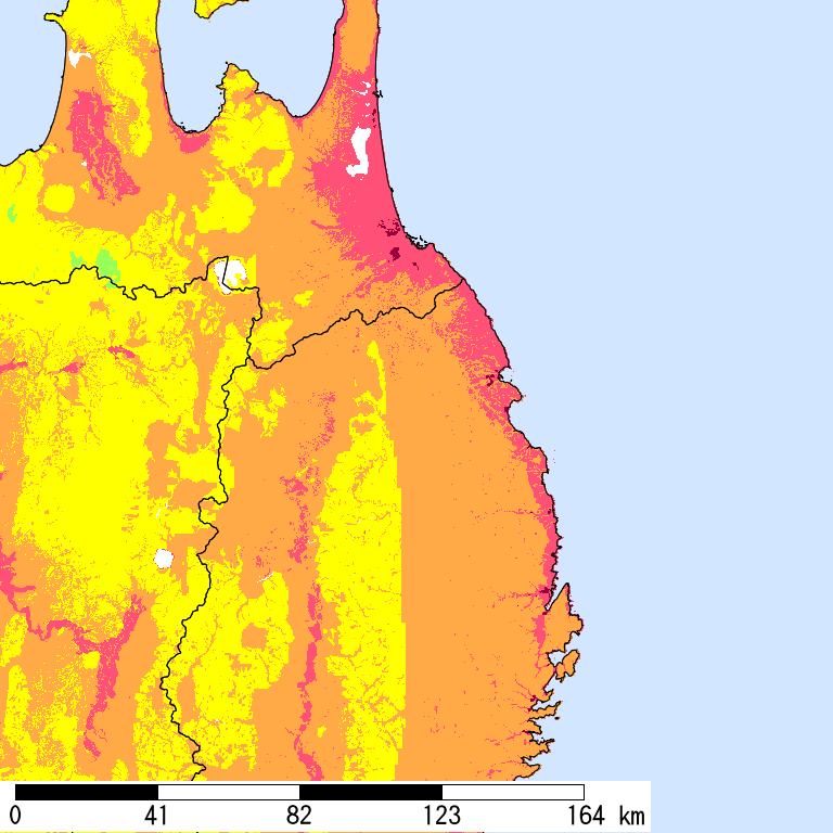 50年間超過確率2%の計測震度分布地図