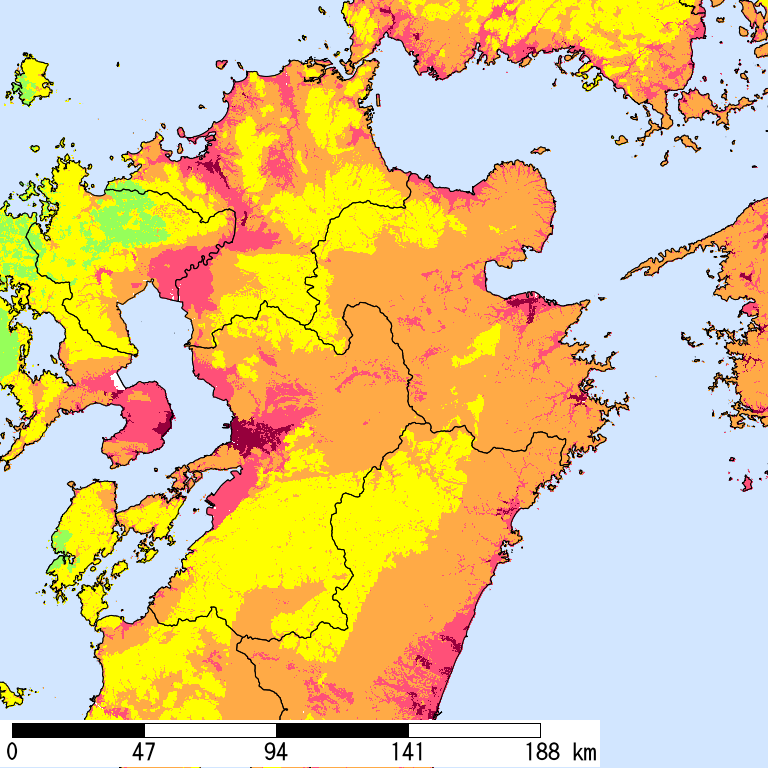 50年間超過確率2%の計測震度分布地図