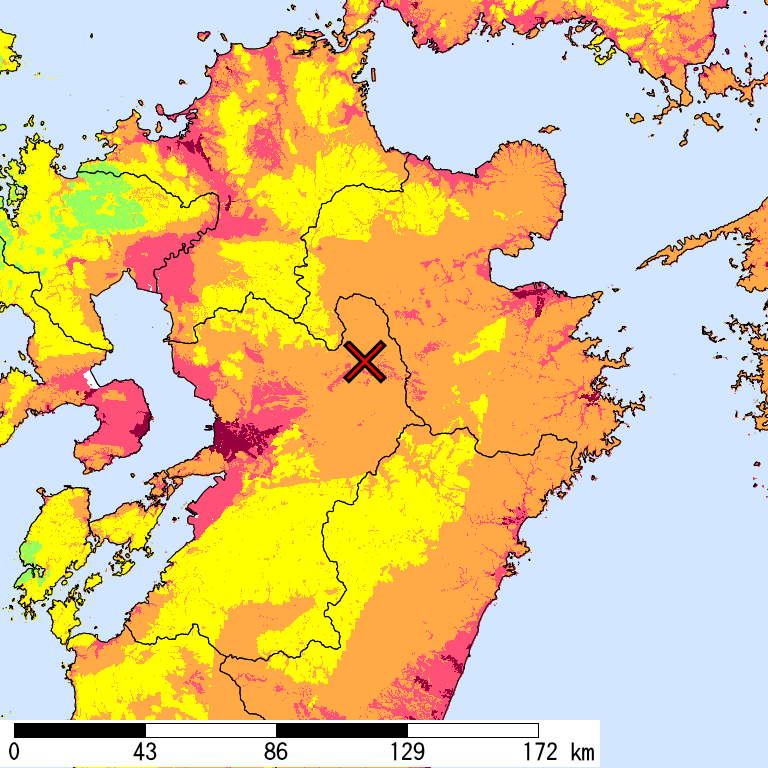 50年間超過確率2%の計測震度分布地図