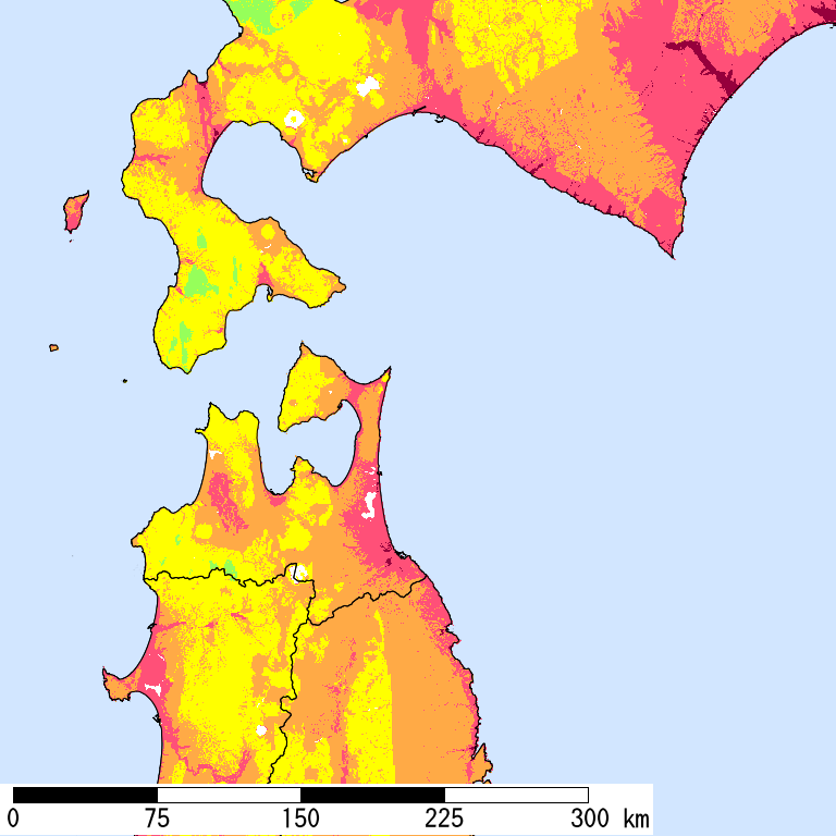 50年間超過確率2%の計測震度分布地図
