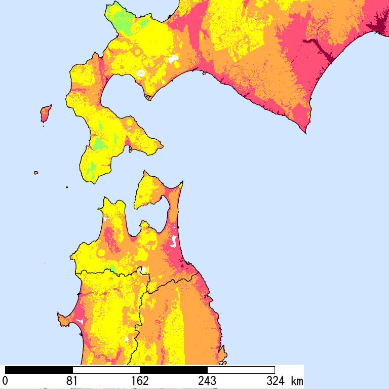 50年間超過確率2%の計測震度分布地図