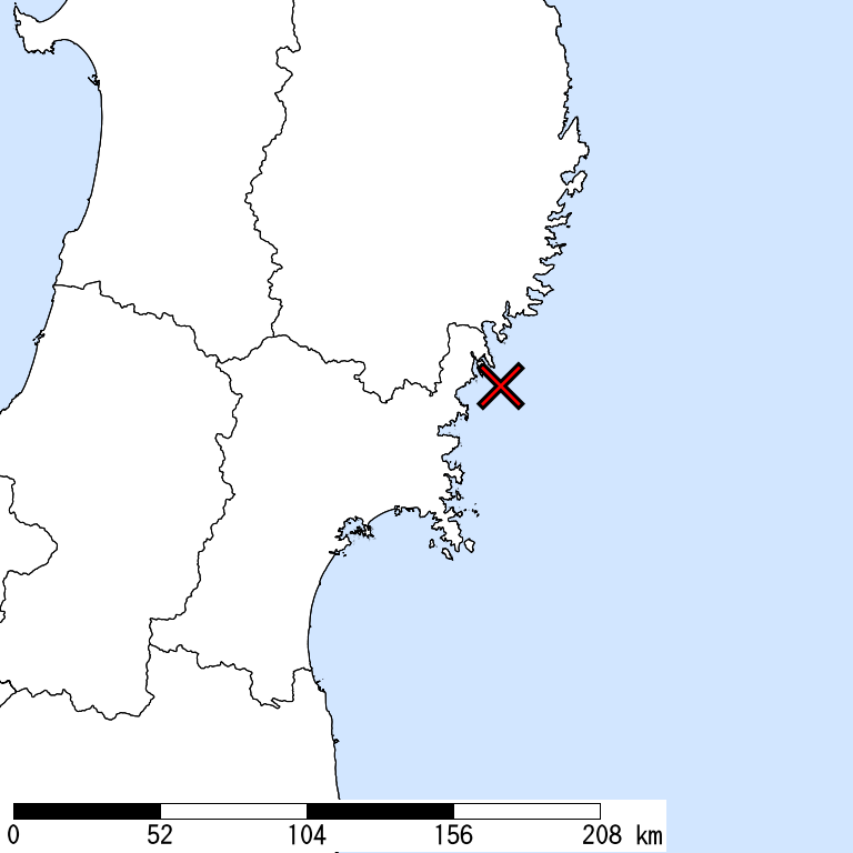 推定震度5強以上の震度遭遇人口地図