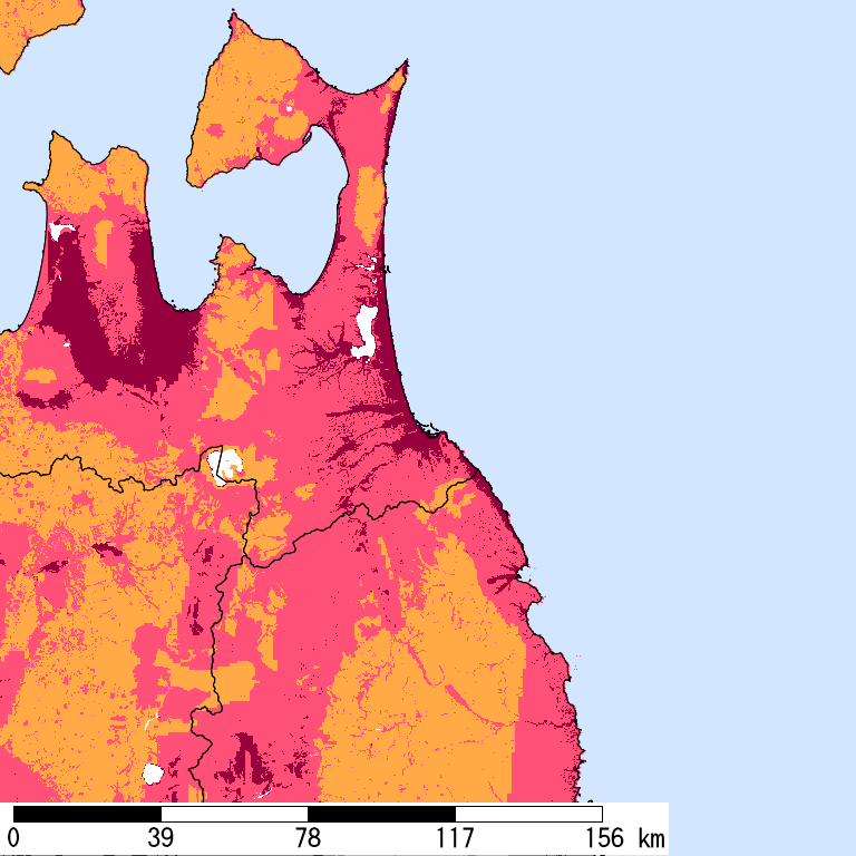 再現期間50000年相当の計測震度分布地図
