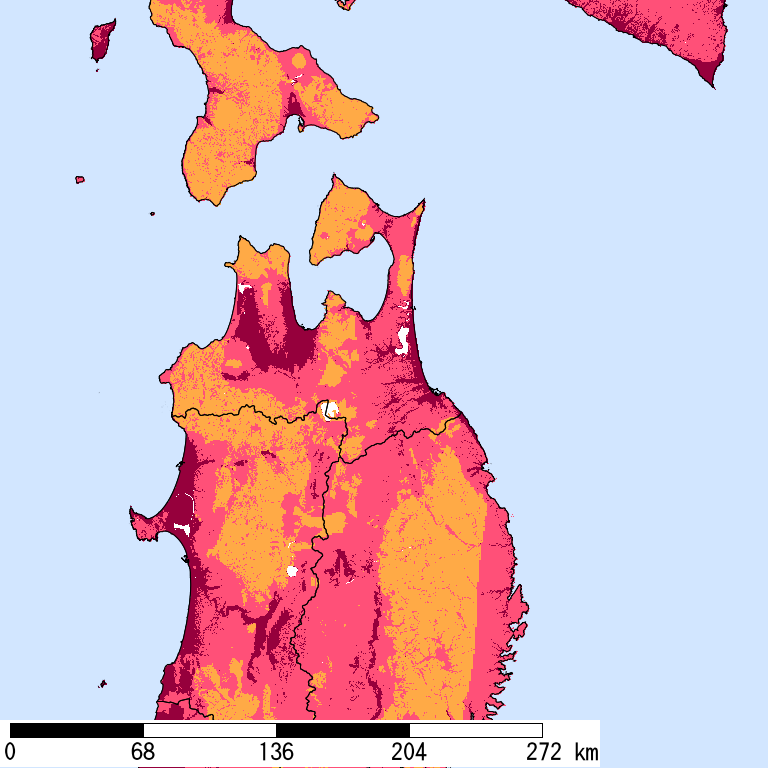再現期間50000年相当の計測震度分布地図