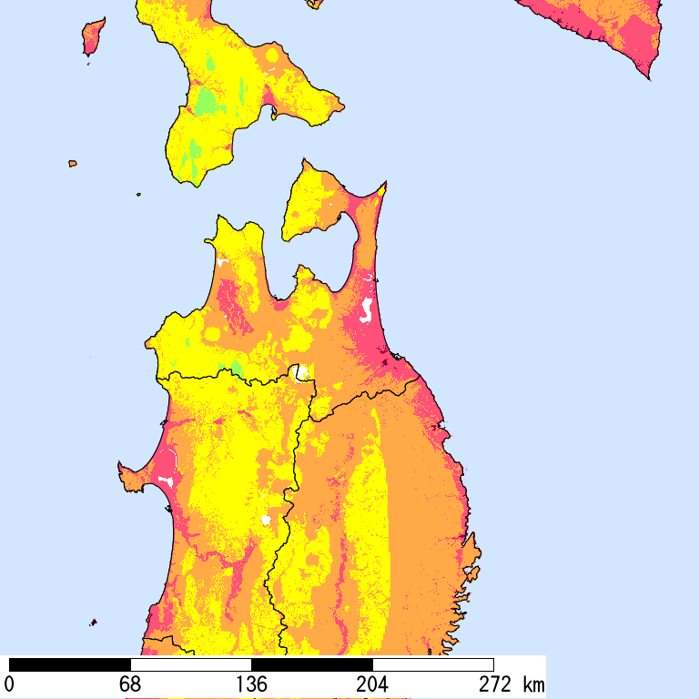 50年間超過確率2%の計測震度分布地図