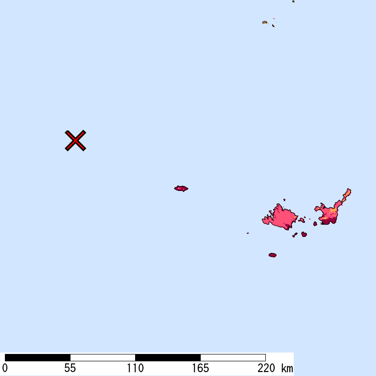 再現期間50000年相当の計測震度分布地図