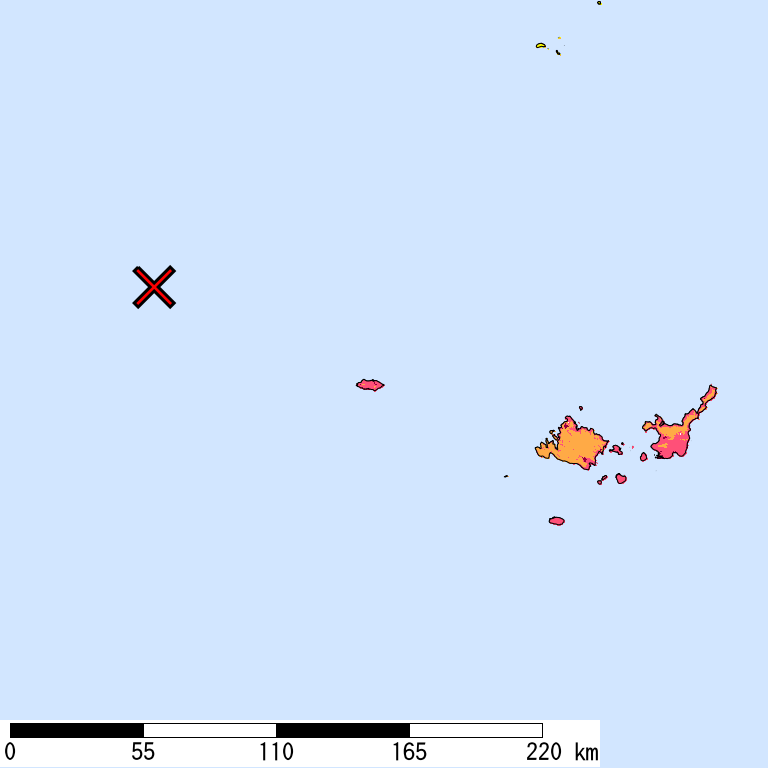 50年間超過確率2%の計測震度分布地図
