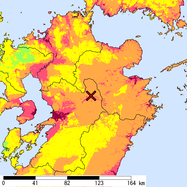 50年間超過確率2%の計測震度分布地図