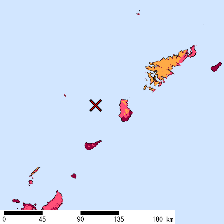 再現期間50000年相当の計測震度分布地図