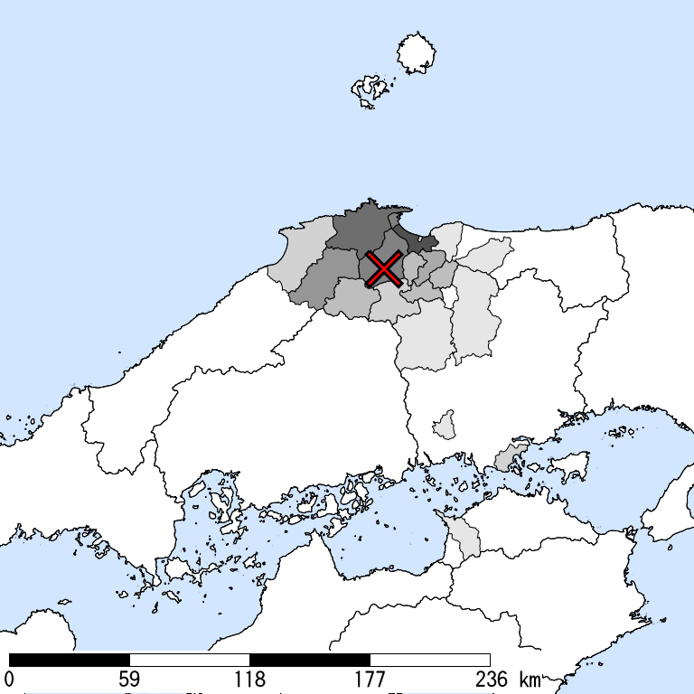 推定震度5弱以上の震度遭遇人口地図