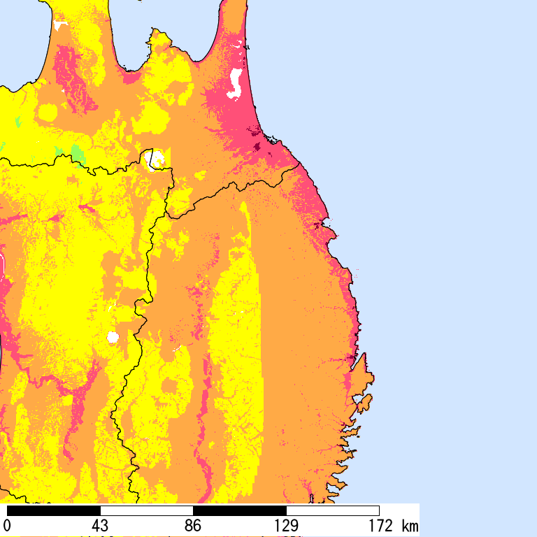50年間超過確率2%の計測震度分布地図