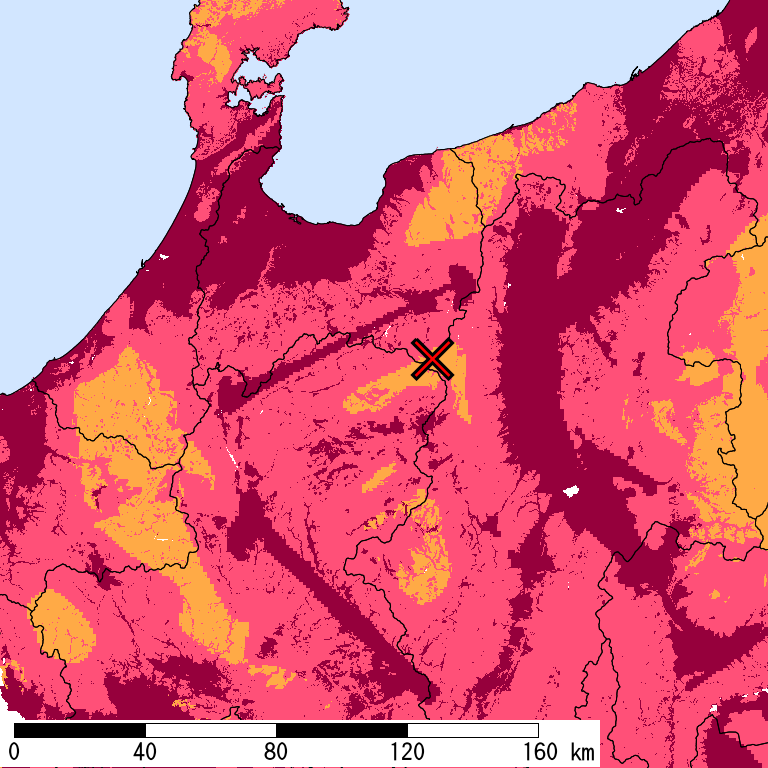 再現期間50000年相当の計測震度分布地図