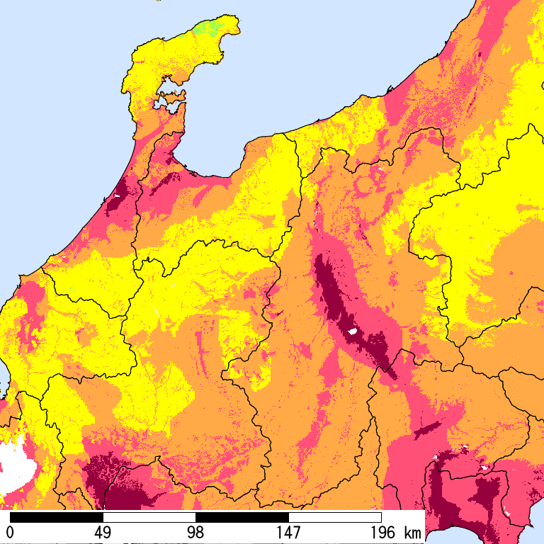 50年間超過確率2%の計測震度分布地図
