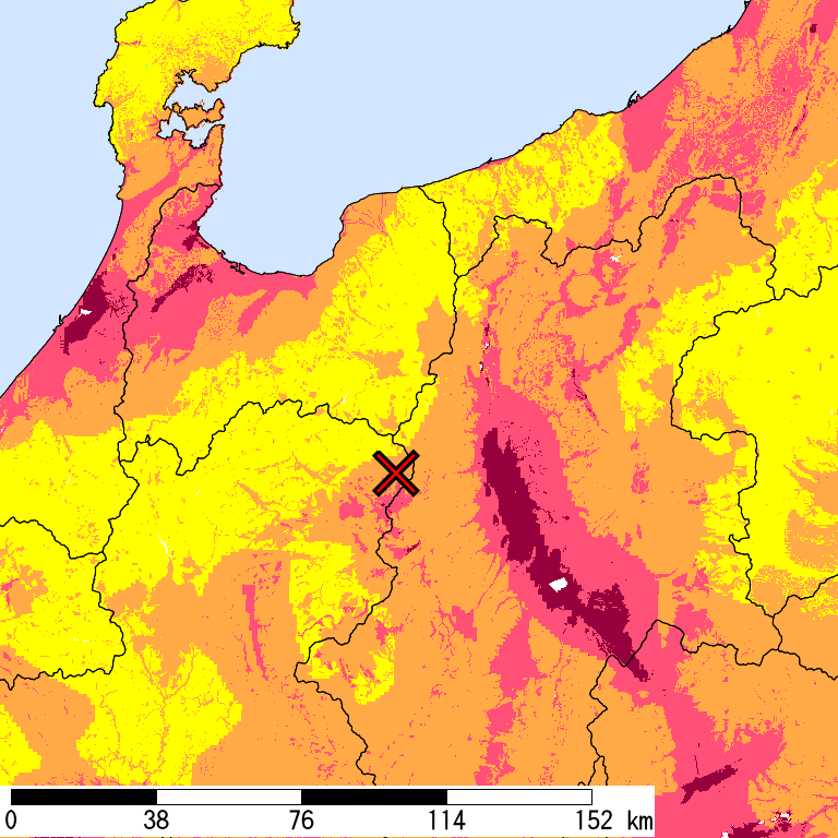 50年間超過確率2%の計測震度分布地図