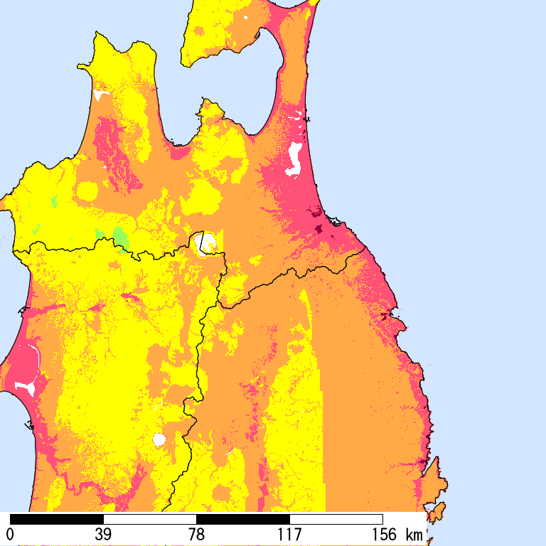 50年間超過確率2%の計測震度分布地図