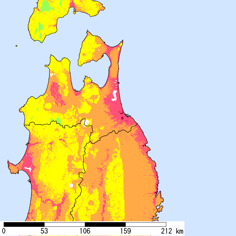 50年間超過確率2%の計測震度分布地図