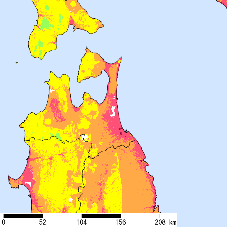 50年間超過確率2%の計測震度分布地図