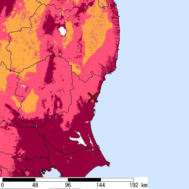 再現期間50000年相当の計測震度分布地図