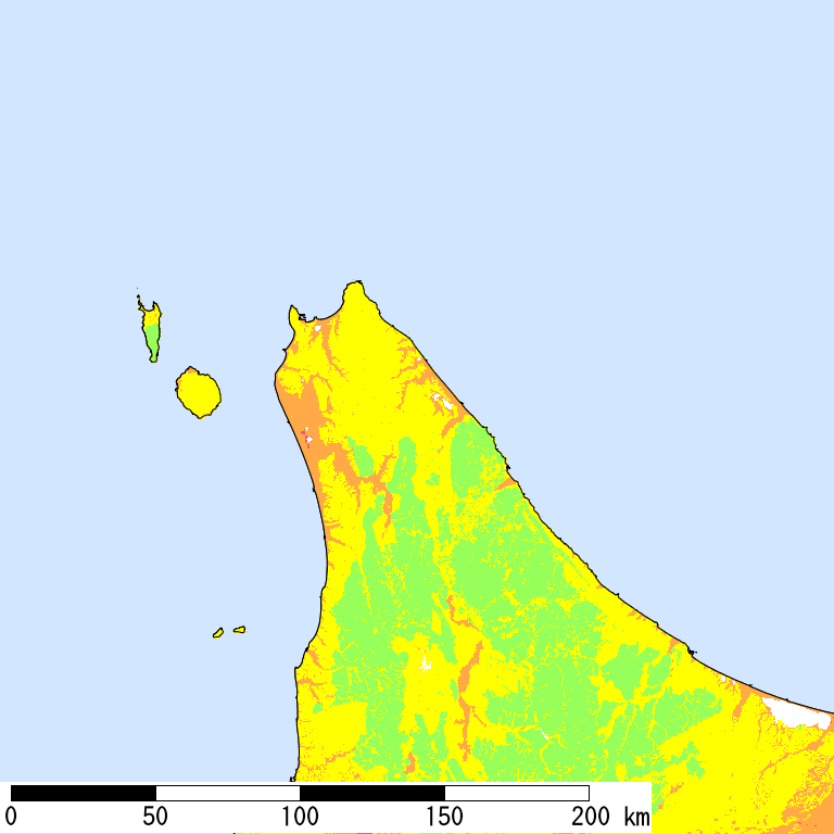 50年間超過確率2%の計測震度分布地図